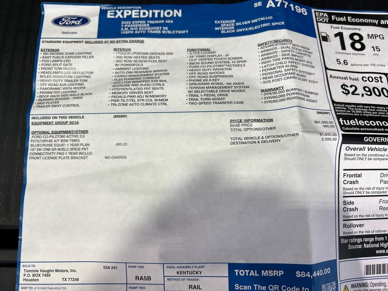 2025 Ford Expedition Tremor, Bluecruise Houston TX