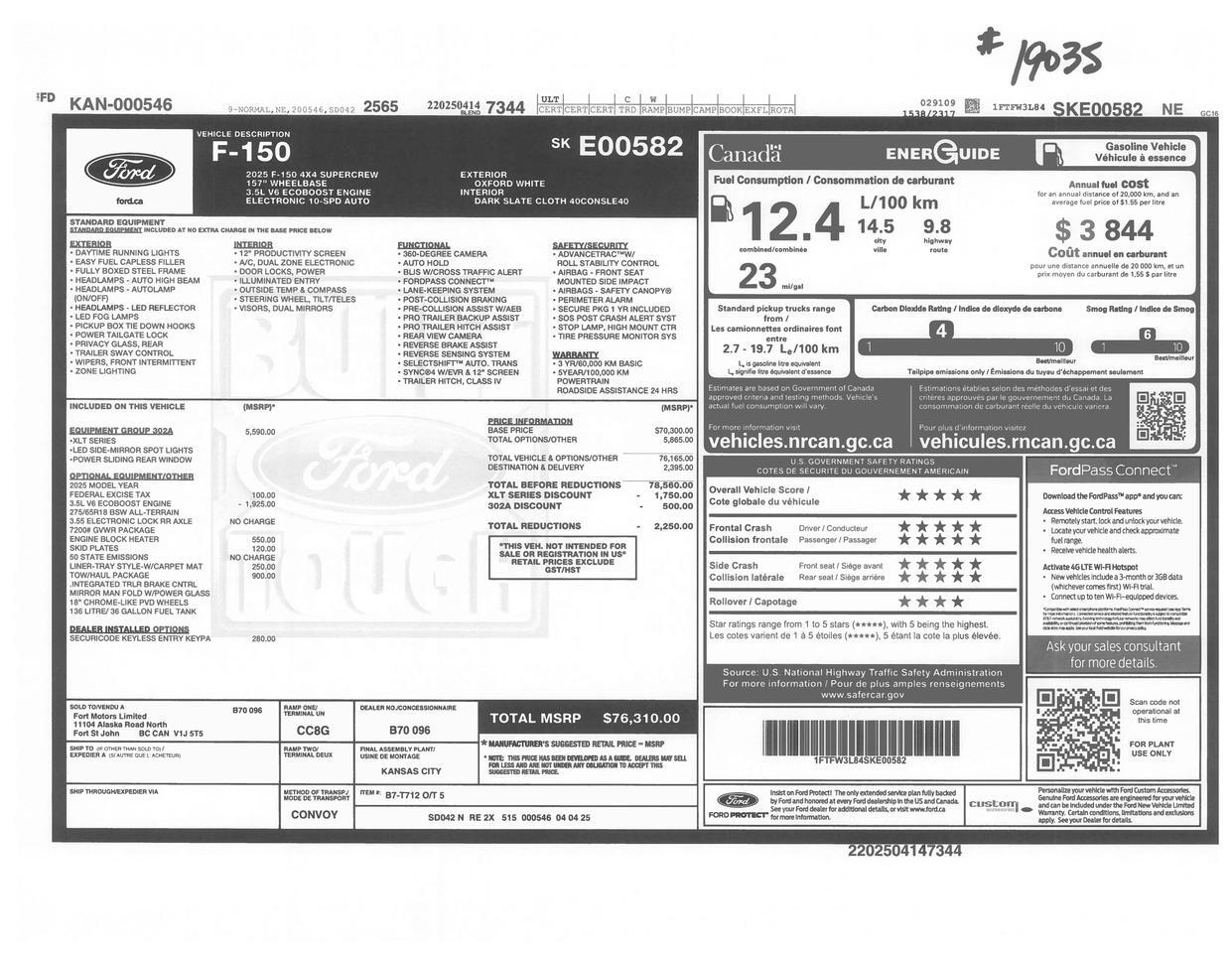 2025 Ford F-150 4x4 Super Crew XLT Nav BCam PSeat Red Deer AB