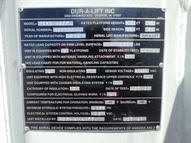 2025 Ford F-600XL 4x4 Dur-A-Lift DTAX-45FP 50&apos; Working Height Forestry Bucket Truck Homestead FL