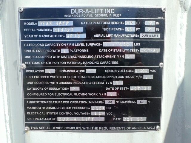 2025 Ford F-600XL 4x4 Dur-A-Lift DTAX-45FP 50&apos; Working Height Forestry Bucket Truck Homestead FL