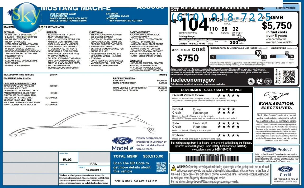 2025 Ford Mustang Mach-E Premium Extended Range AWD West Chester PA