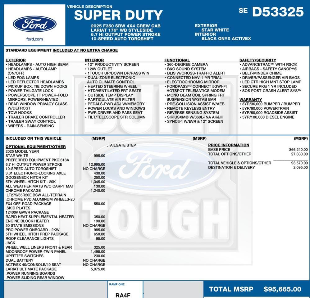 2025 Ford Super Duty F-350 LARIAT 4X4 / High Output Diesel / Pro Power Onboard! Lincolnton NC