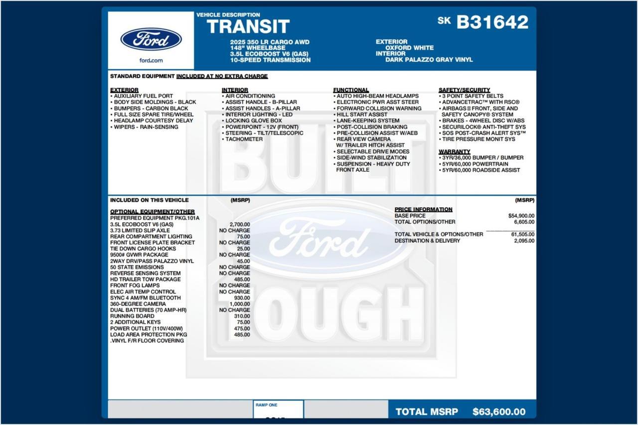 2025 Ford Transit 350 Cargo Van / AWD / Low Roof / 3.5L EcoBoost V6 Lincolnton NC