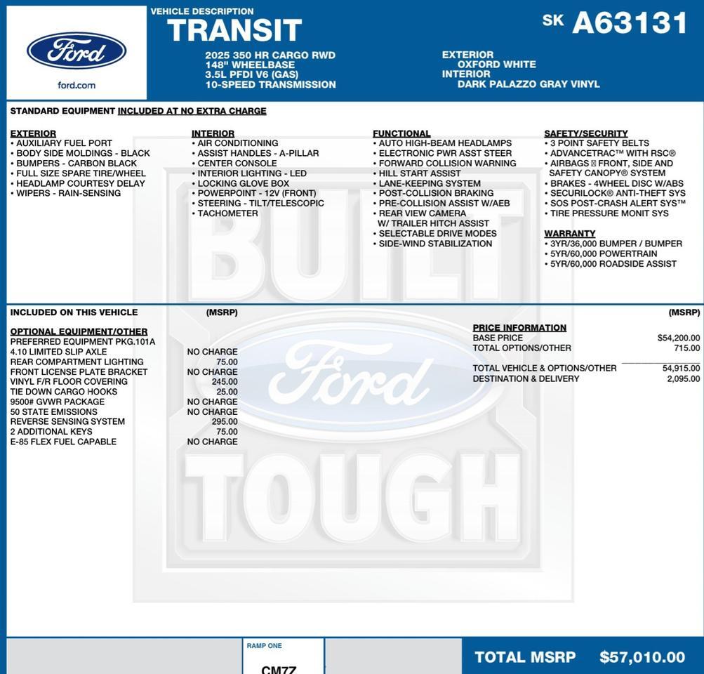 2025 Ford Transit 350 Cargo Van / High Roof / Reverse Sensing System! Lincolnton NC