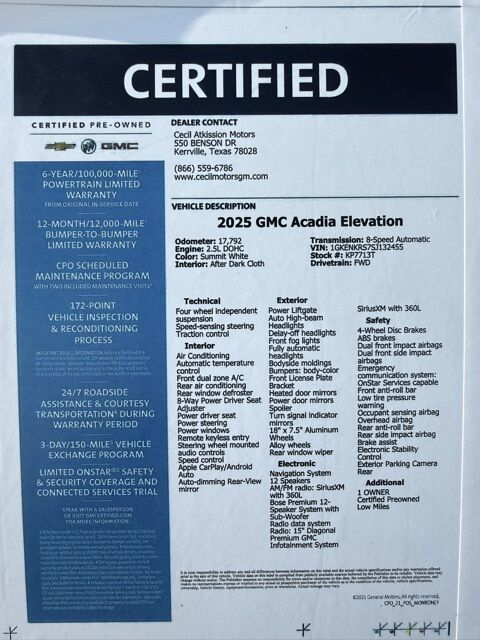 2025 GMC Acadia Elevation Kerrville TX