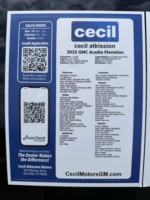 2025 GMC Acadia Elevation Kerrville TX