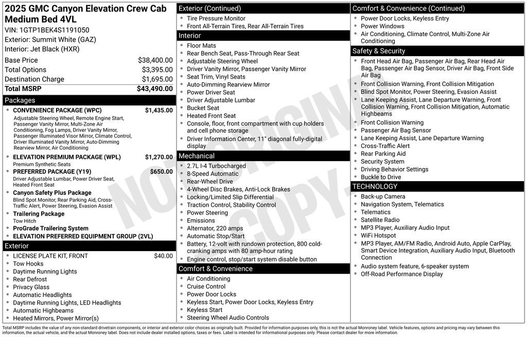 2025 GMC Canyon Elevation Tucson AZ