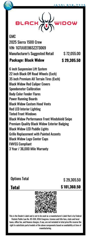 2025 GMC Sierra 1500 Crew Cab 4WD AT4 BLACK WIDOW