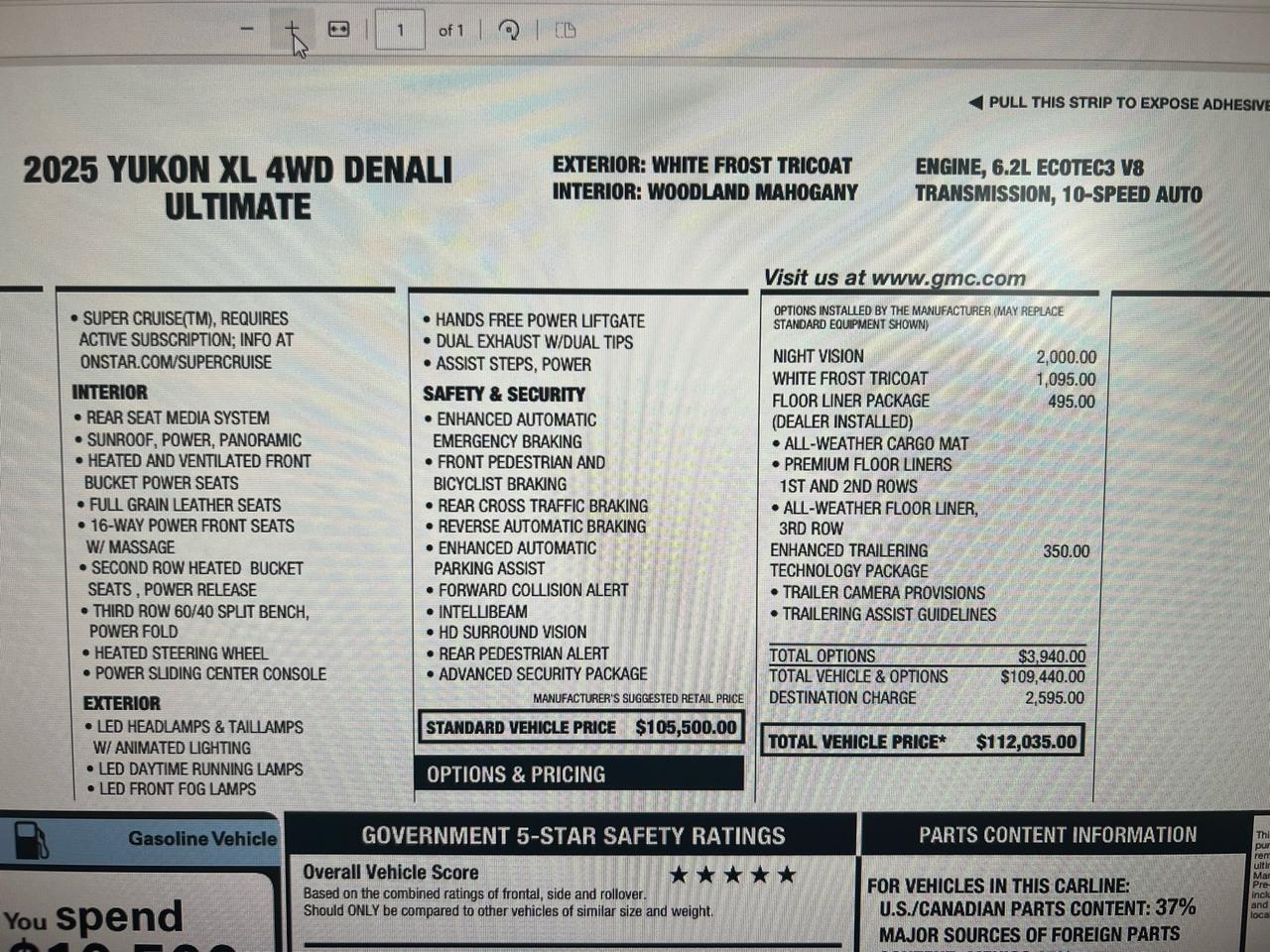 2025 GMC Yukon XL Denali Ultimate, 4x4, Night Vision, Floor Liners, Tow Tech Pkg Houston TX