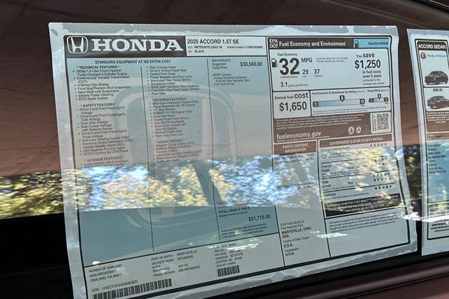 2025 Honda Accord Sedan SE Oakland CA