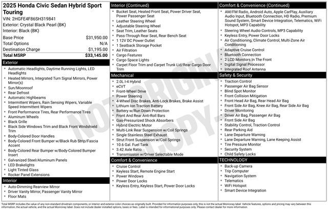 2025 Honda Civic Hybrid Sport Touring Raleigh NC