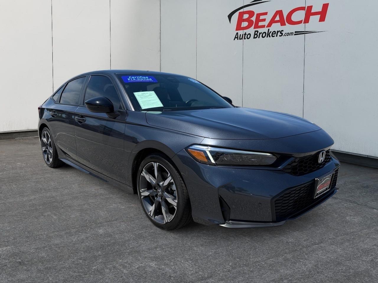 2025 Honda Civic Sedan Hybrid Sport Touring, SUNROOF, APPLE CARPLAY/ANDROID AUTO, BACKUP CAMERA, BLIND SPOT ALERT, BOSE SPEAKERS, POWER SEATS, ALL WEATHER FLOOR MATS, LOW MILES, CLEAN CARFAX, ONLY 1 OWNER!