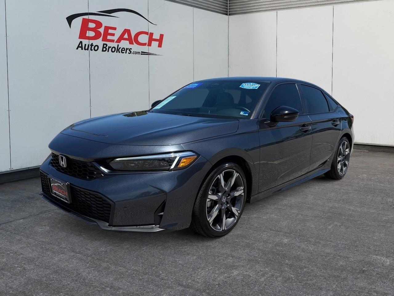 2025 Honda Civic Sedan Hybrid Sport Touring, SUNROOF, APPLE CARPLAY/ANDROID AUTO, BACKUP CAMERA, BLIND SPOT ALERT, BOSE SPEAKERS, POWER SEATS, ALL WEATHER FLOOR MATS, LOW MILES, CLEAN CARFAX, ONLY 1 OWNER!