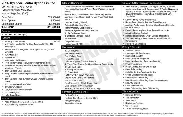 2025 Hyundai Elantra Hybrid Limited Raleigh NC