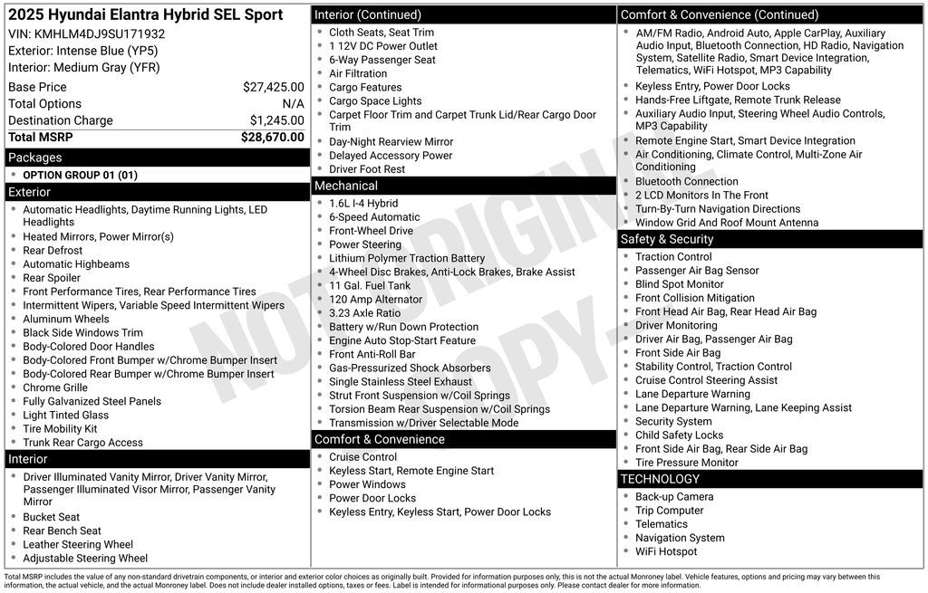 2025 Hyundai Elantra Hybrid SEL Sport Akron OH