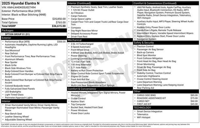 2025 Hyundai Elantra N Base Raleigh NC
