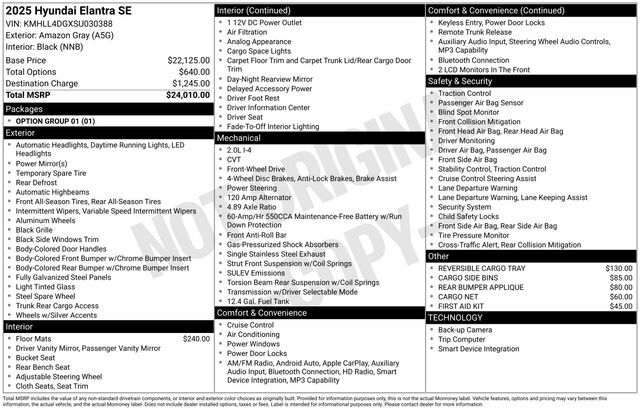 2025 Hyundai Elantra SE Raleigh NC