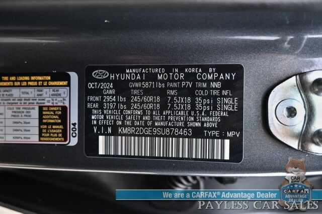 2025 Hyundai Palisade SEL / AWD / Auto Start / Power & Heated Leather Seats / Navigation / Adaptive Cruise / Lane Depart & Blind Spot / Back Up Camera / Rear Parking Sensors / 3rd Row / Seats 7 / Apple CarPlay & Android Auto / 1-Owner Anchorage AK