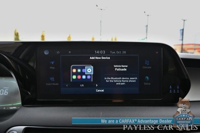 2025 Hyundai Palisade SEL / AWD / AutoStart / Power & Heated Leather Seats / Navigation / Lane Departure & Blind Spot Alert / Apple CarPlay & Android Auto / Keyless Entry & Start / 3rd Row / Rear Captains Chairs / Seats 7 / 1-Owner Anchorage AK 2025 Hyundai Palisade SEL / AWD / AutoStart / Power & Heated Leather Seats / Navigation / Lane Departure & Blind Spot Alert / Apple CarPlay & Android Auto / Keyless Entry & Start / 3rd Row / Rear Captains Chairs / Seats 7 / 1-Owner Anchorage AK