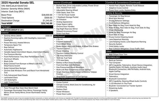 2025 Hyundai Sonata SEL Raleigh NC