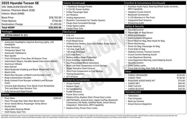 2025 Hyundai Tucson SE Raleigh NC