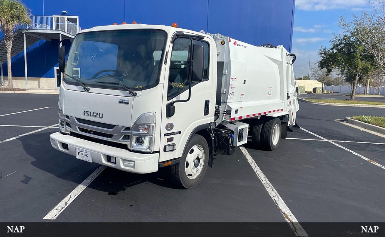 2025 Isuzu NRR 8 Yard Pac Mac Rear Loader Garbage Truck