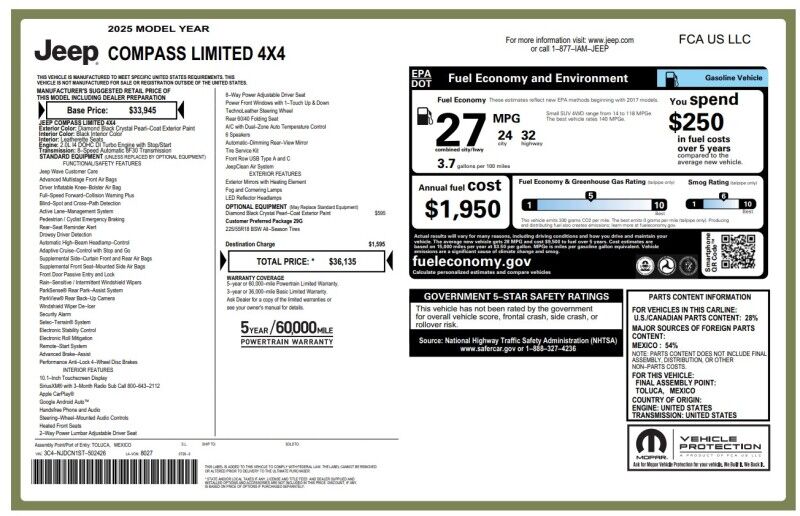 2025 Jeep Compass Limited - 1 OWNER - LOCAL TRADE IN Webster MA