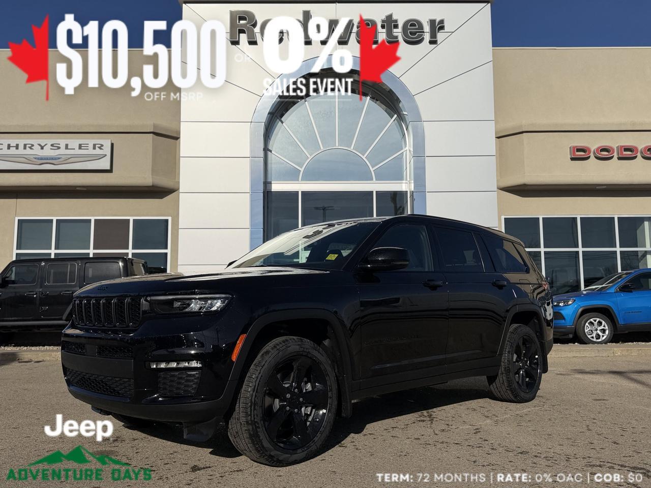 2025 Jeep Grand Cherokee L Limited 4x4 | V6 | Black Appearance Pkg | Pano Sunroof | Remote Start