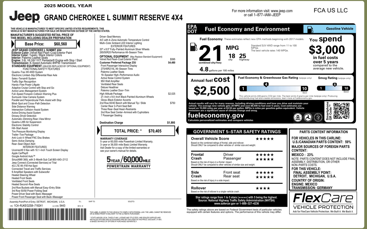 2025 Jeep Grand Cherokee L Summit Reserve Knoxville TN