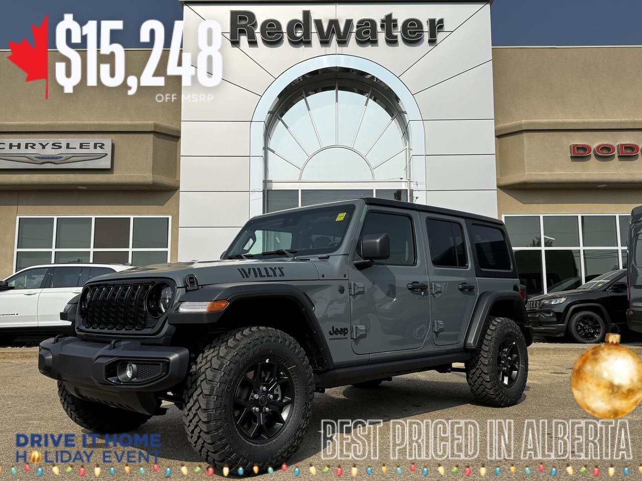 2025 Jeep Wrangler Willys Sport 4x4 | V6 | 4 Door | Freedom Hardtop | Heated Seats | Remote Start