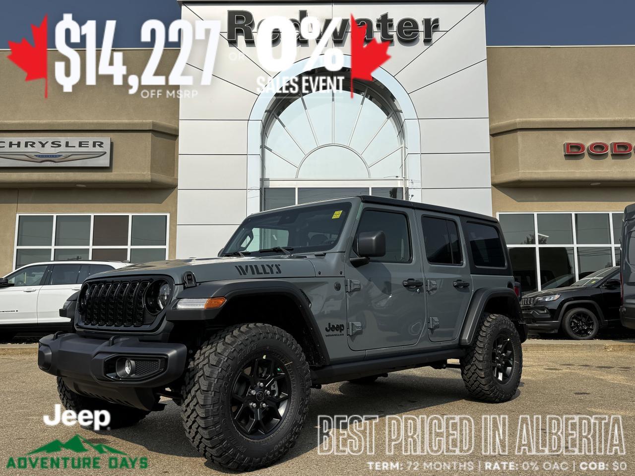 2025 Jeep Wrangler Willys Sport 4x4 | V6 | 4 Door | Freedom Hardtop | Heated Seats | Remote Start
