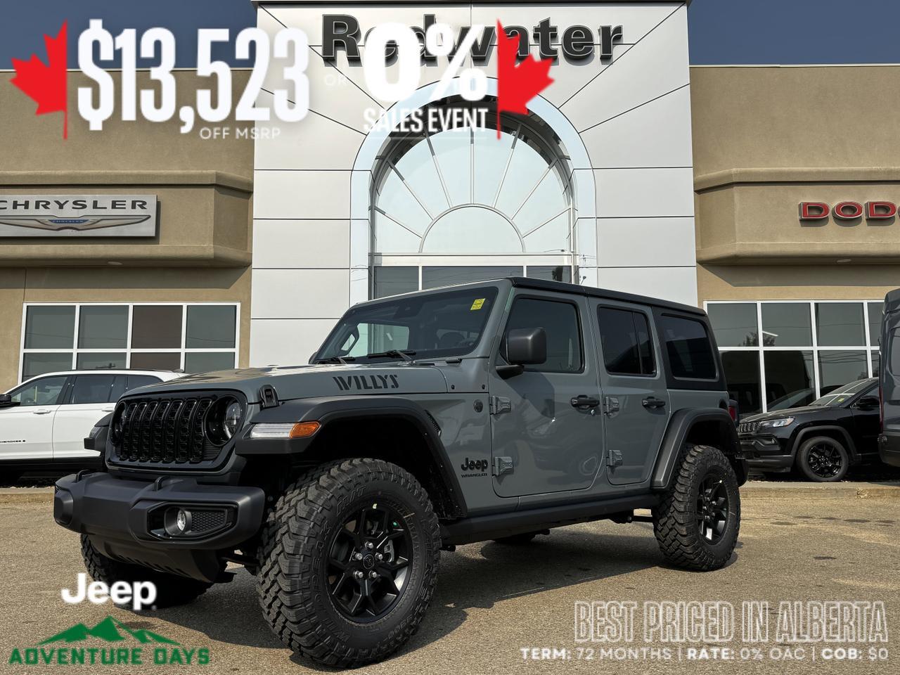 2025 Jeep Wrangler Willys Sport 4x4 | V6 | 4 Door | Freedom Hardtop | Heated Seats | Remote Start