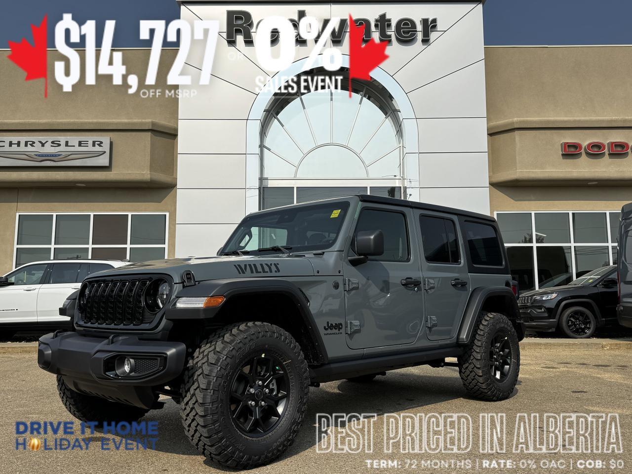 2025 Jeep Wrangler Willys Sport 4x4 | V6 | 4 Door | Freedom Hardtop | Heated Seats | Remote Start