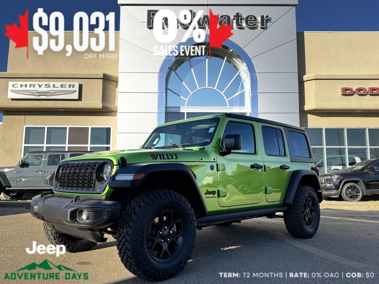 2025 Jeep Wrangler Willys Sport 4x4 | V6 | 4 Door | Freedom Hardtop | Heated Seats