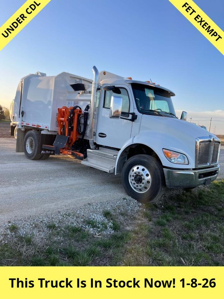 2025 Kenworth T280 13 Yard Pac Tech Mini Bandit Side Loader Garbage Truck