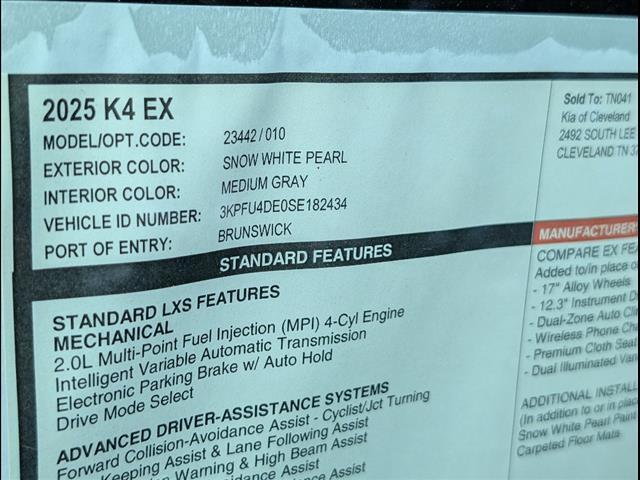 2025 Kia K4 EX Chattanooga TN