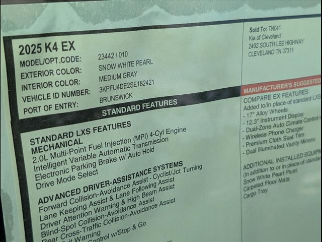 2025 Kia K4 EX Chattanooga TN
