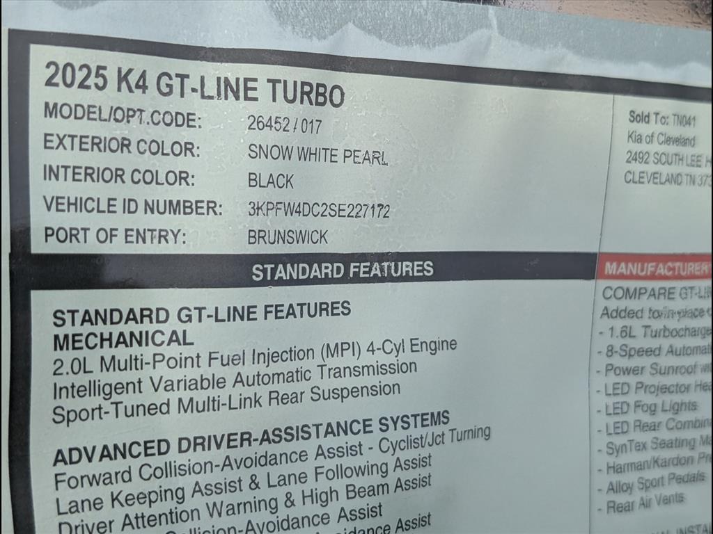 2025 Kia K4 GT-Line Turbo Chattanooga TN