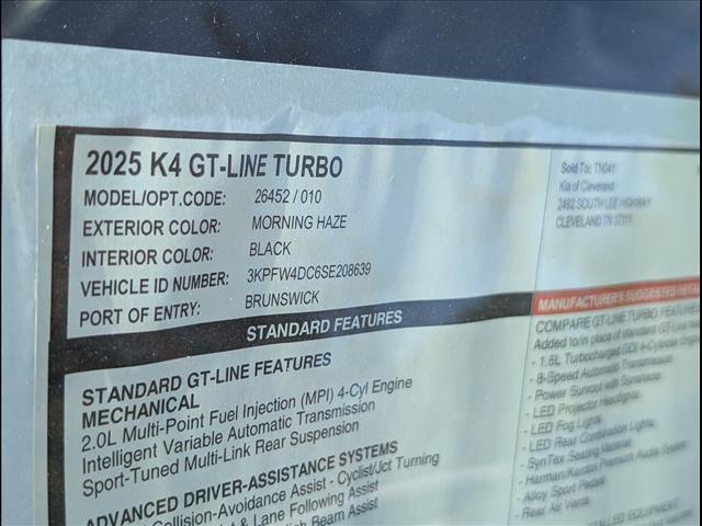 2025 Kia K4 GT-Line Turbo Chattanooga TN