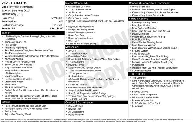 2025 Kia K4 LXS Raleigh NC