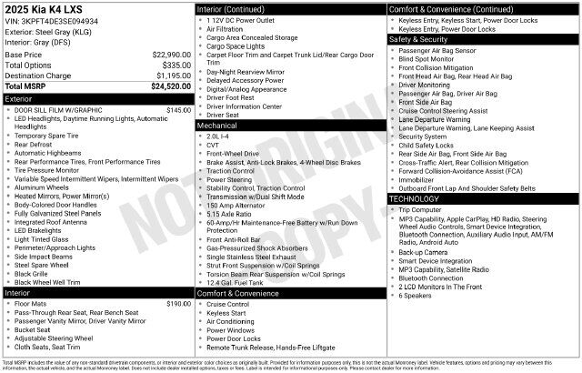 2025 Kia K4 LXS Raleigh NC
