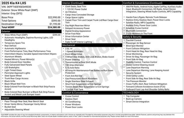 2025 Kia K4 LXS Raleigh NC