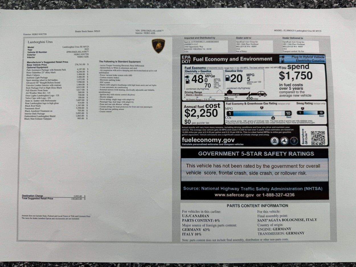 2025 Lamborghini Urus SE Bellevue WA