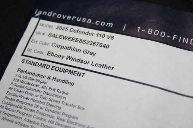 2025 Land Rover Defender 110 P525 V8 Chantilly VA