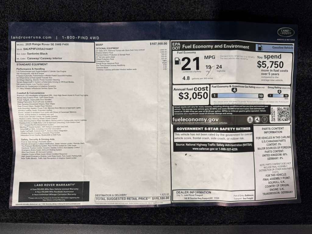 2025 Land Rover Range Rover SE Fort Lauderdale FL