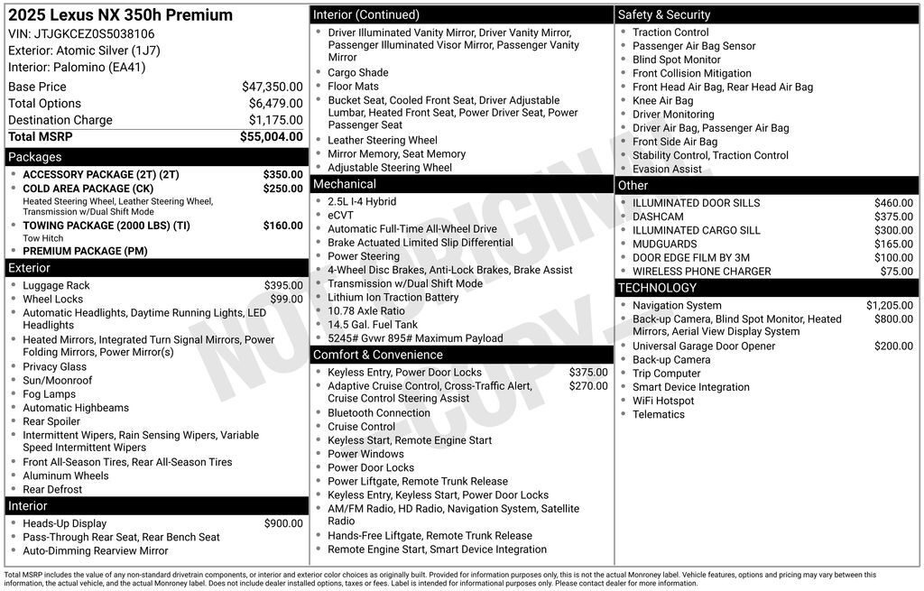 2025 Lexus NX 350h Premium