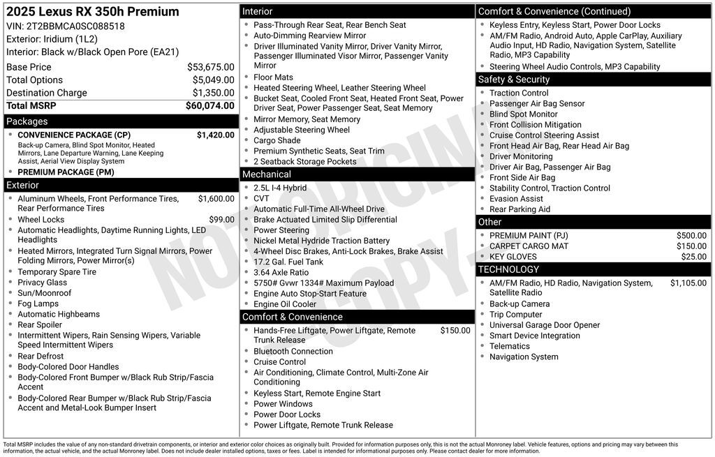 2025 Lexus RX 350h Premium