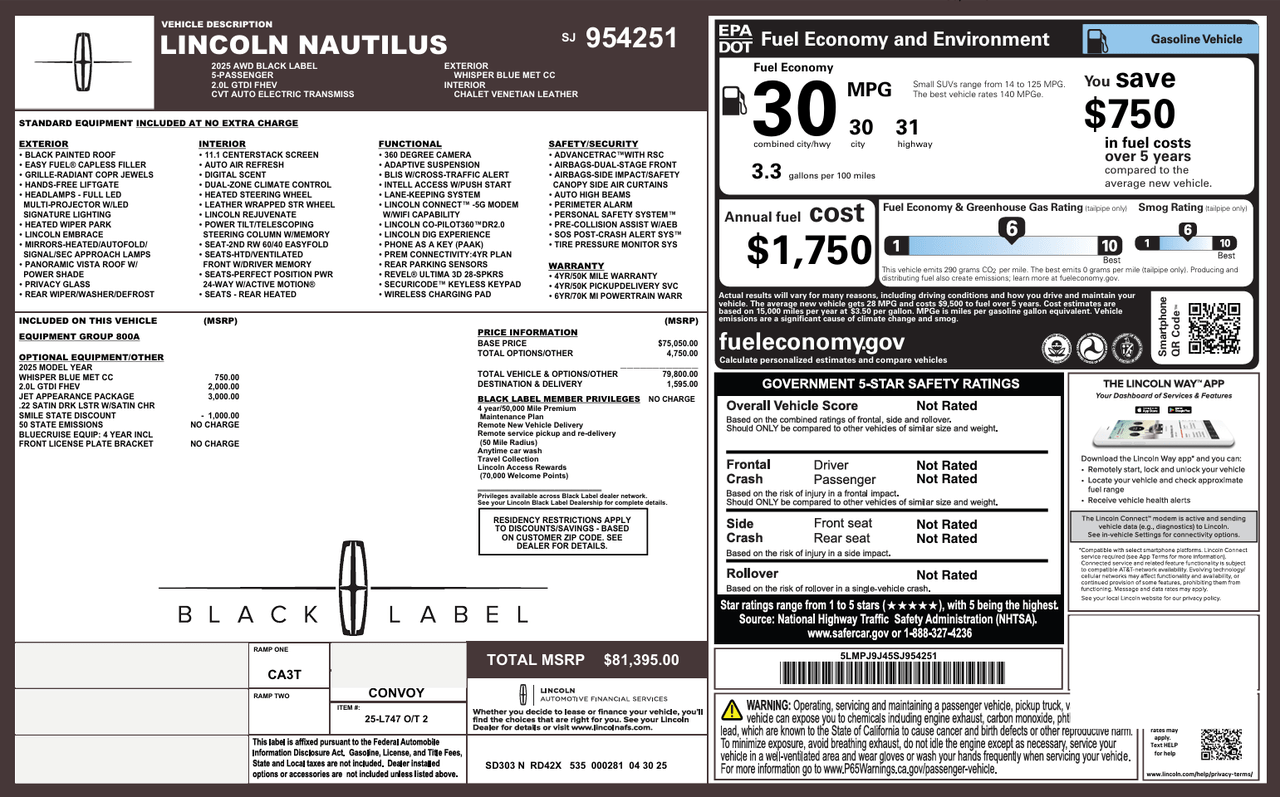 2025 Lincoln Nautilus Black Label Knoxville TN