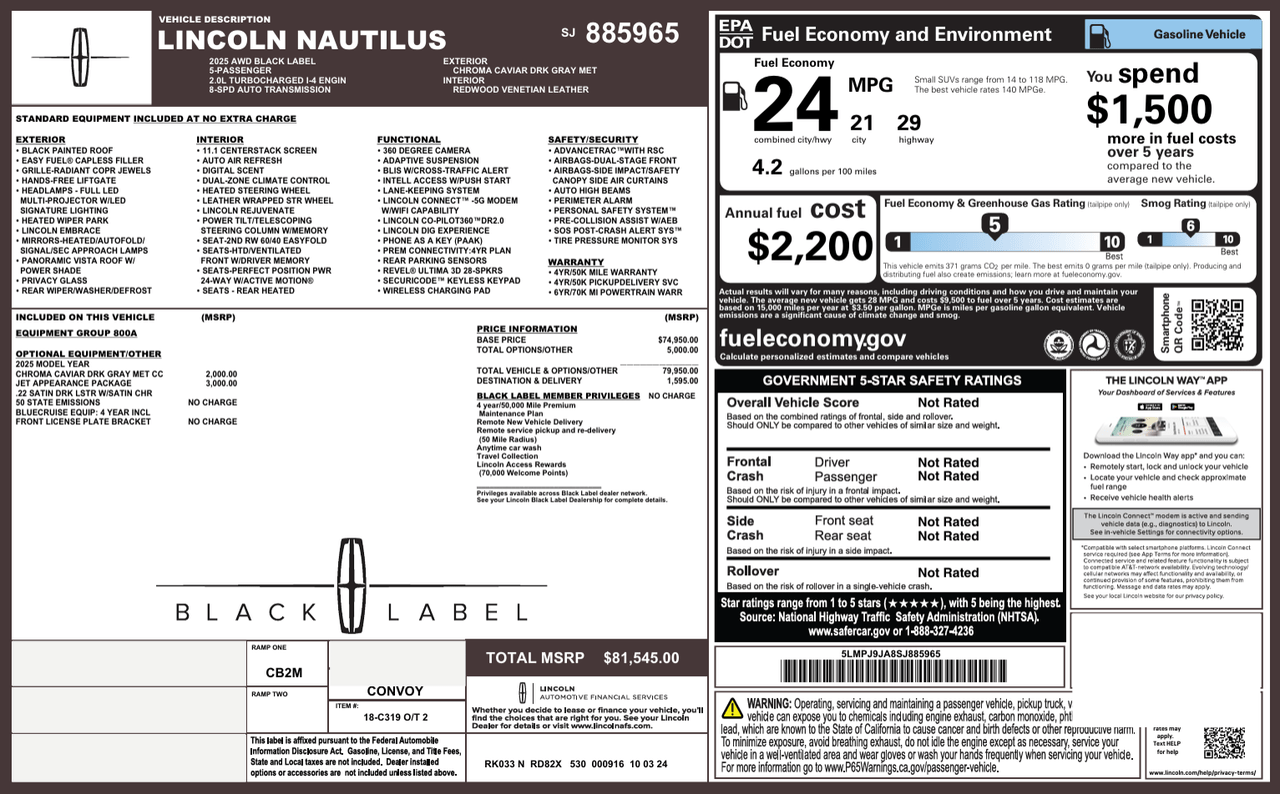 2025 Lincoln Nautilus Black Label Knoxville TN
