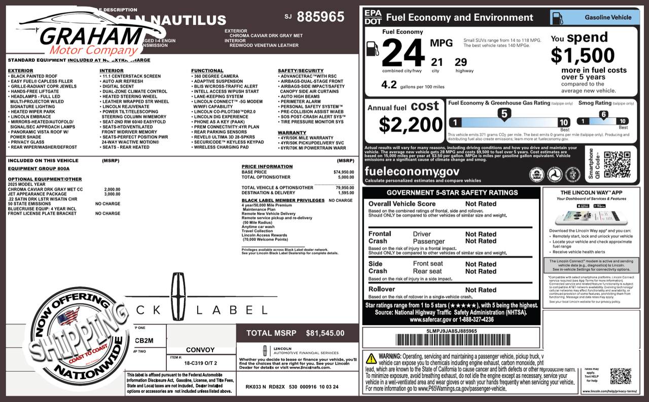 2025 Lincoln Nautilus Black Label
